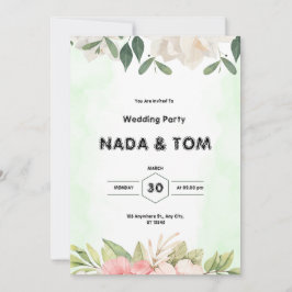 Convite para Casamento de Cor de Água Verde