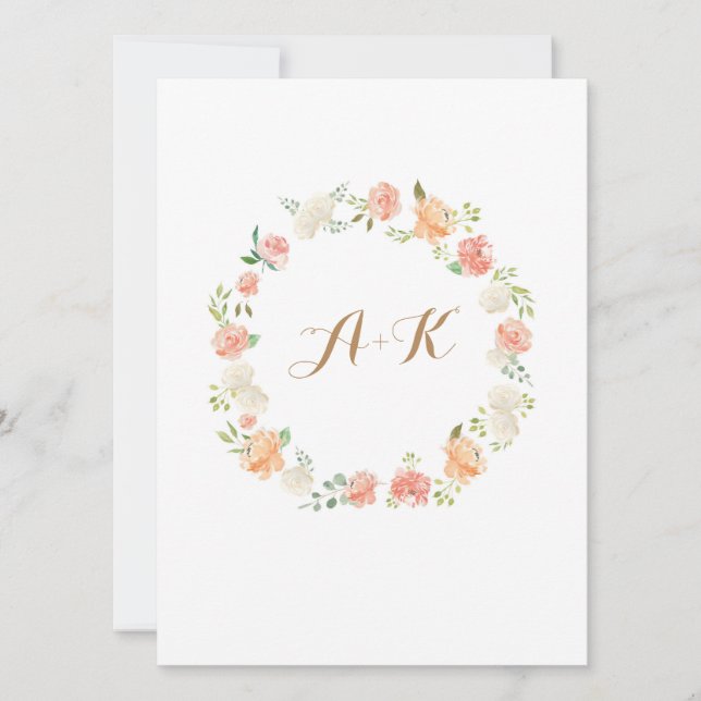 Convite para casamento de cor de pêssego Elegante (Frente)