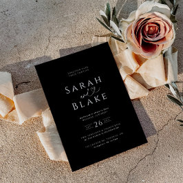 Convite para Casamento de Coração Branco Negro Min