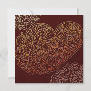 Convite para Casamento de Coração Deco Art Brown