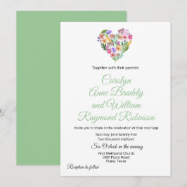 Convite para Casamento de Coração Floral