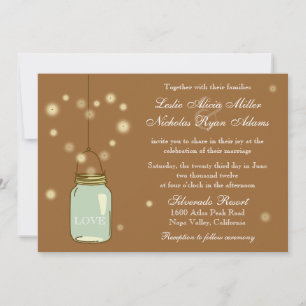 Convite para Casamento de Coração Mason Jar e Fi
