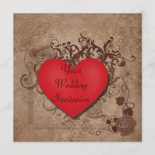 Convite para Casamento de Coração Vermelha