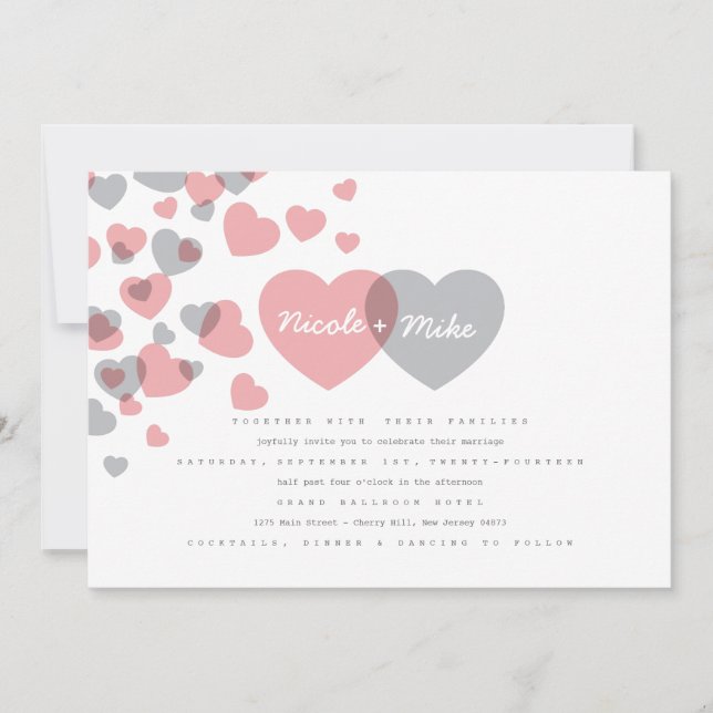 Convite para Casamento de Corações Modernos (Frente)