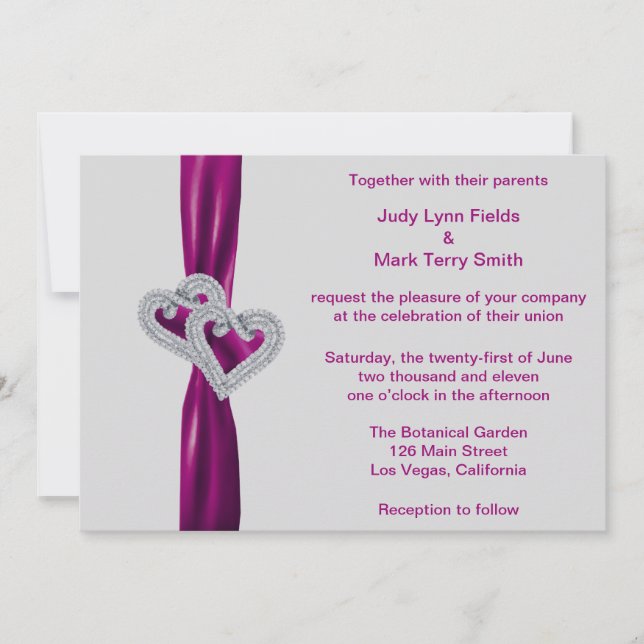 Convite para Casamento de Corações Personalizados  (Frente)