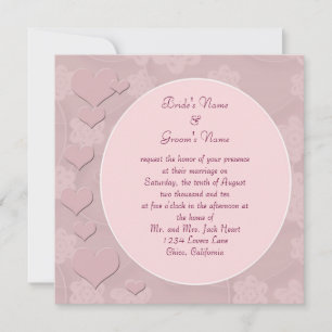 Convite para Casamento de Corações Rosa Moderno