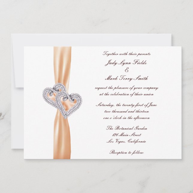 Convite para Casamento de Corações Tangerinos Pers (Frente)