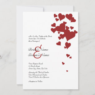 Convite para Casamento de Corações Vermelhos e B