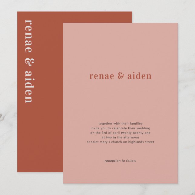 Convite para casamento de coral, convite para casa (Frente/Verso)