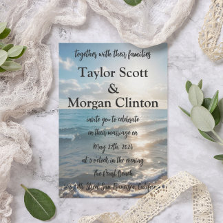 Convite para Casamento de Cores Aquáticas de Sunse