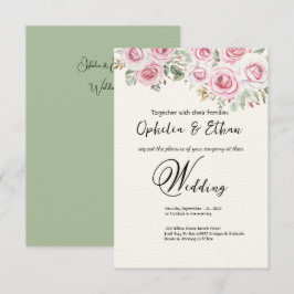 Convite para Casamento de Cores Aquáticas Florais