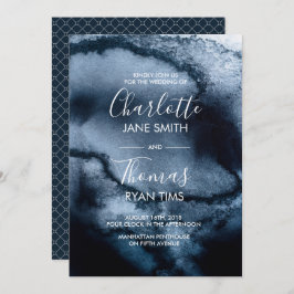 Convite para Casamento de Cores Aquáticas Inky