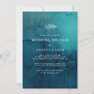 Convite para Casamento de Cores d'Água do Oceano 