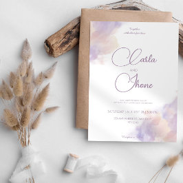 Convite para Casamento de Cores d'Água Púrpura