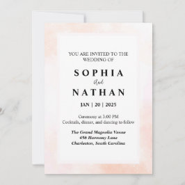 Convite para Casamento de Cores de Água de Blush E