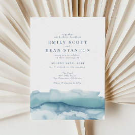 Convite para Casamento de Cores de Água do Oceano 
