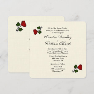 Convite para Casamento de Creme de rosa vermelha