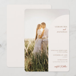 Convite para Casamento de Creme Moderno