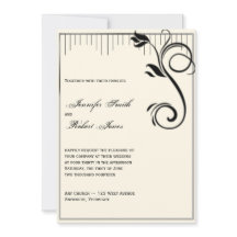 Convite para Casamento de Creme Rosa Negro Deco Fr