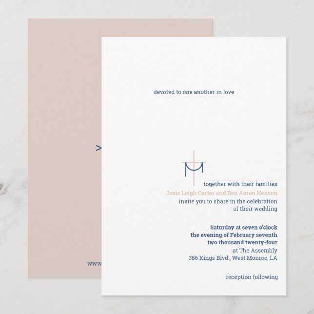 Convite para Casamento de Cruz e Fechamento (Frente/Verso)