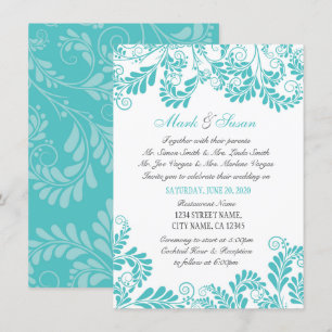 Convite para Casamento de Curly Turquois Flourish