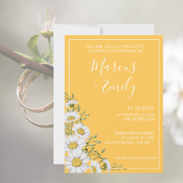 Convite para Casamento de Daffodil Yellow & White 