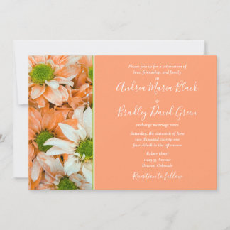 Convite para Casamento de Daisy Peach e Verde limã