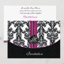convite para casamento de damasco fuchsia
