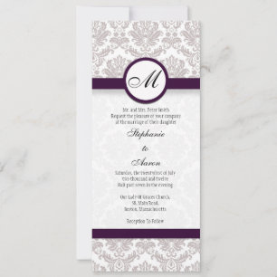 Convite para Casamento de Damask Monograma para Je