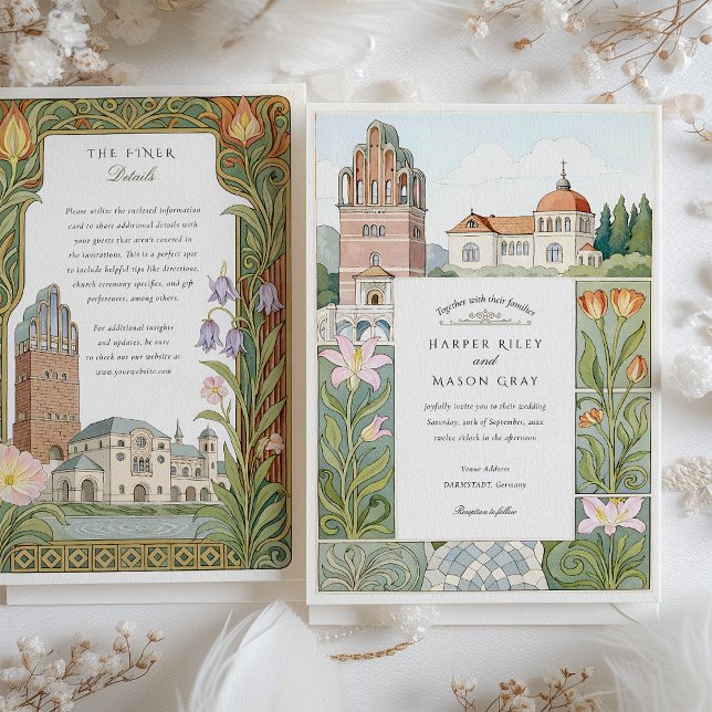 Convite para Casamento de Darmstadt Watercolor (Criador carregado)