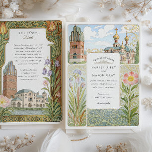 Convite para Casamento de Darmstadt Watercolor