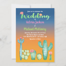 Convite para Casamento de Deserto Sunset Cactus