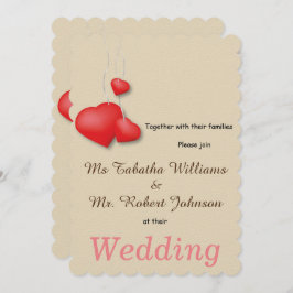 Convite para Casamento de Design de Corações Verme