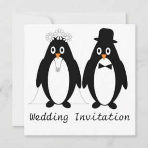 Convite para Casamento de Design de Pinguim