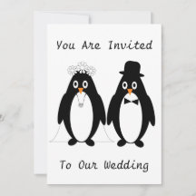 Convite para Casamento de Design de Pinguim
