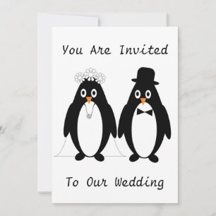 Convite para Casamento de Design de Pinguim
