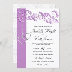 Convite para Casamento de Design Floral de lavanda