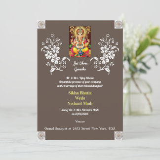 Convite para Casamento de Designer Indiano Ganesha