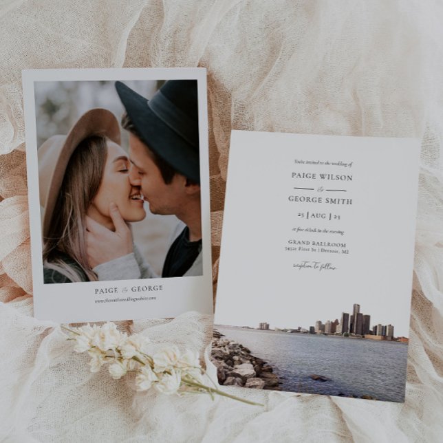 Convite para Casamento de Desroit Michigan Waterco (Criador carregado)