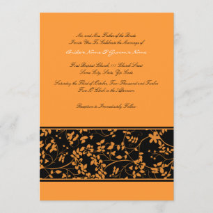 Convite para Casamento de Destaque Floral Preto e