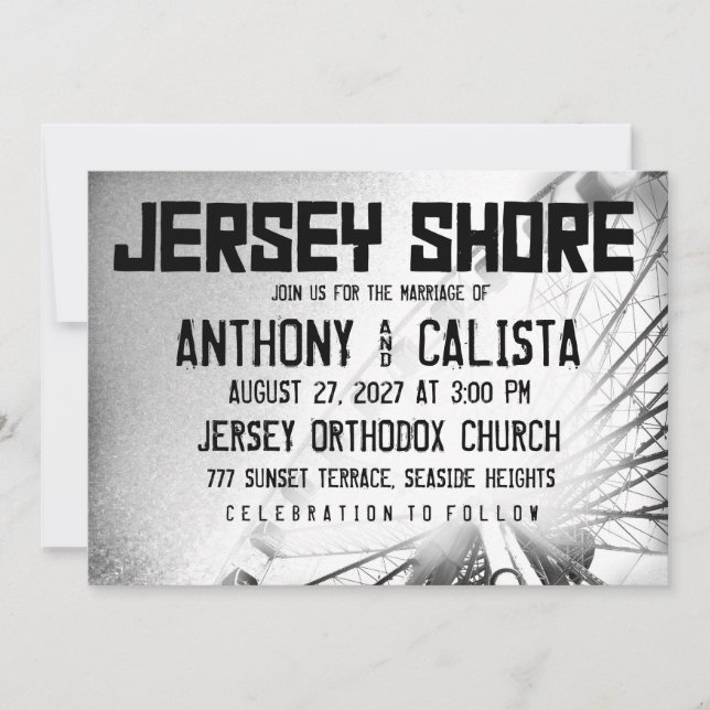 Convite para Casamento de Destino de JERSEY SHORE (Frente)