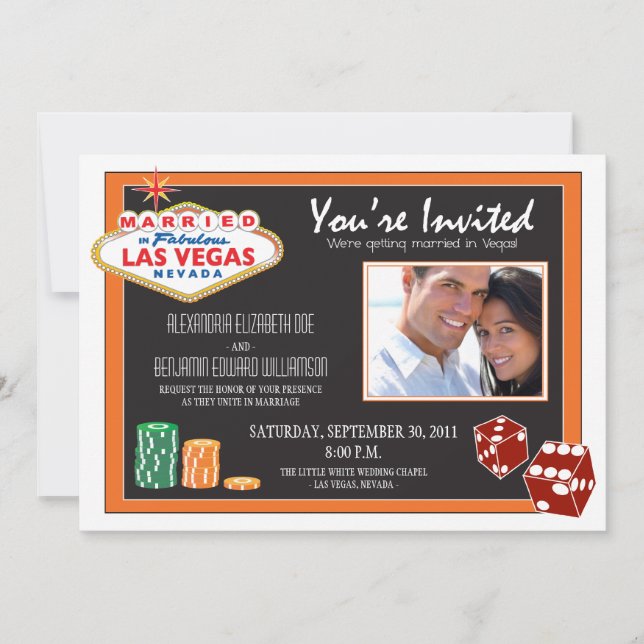 Convite para Casamento de Destino de Las Vegas (la (Frente)