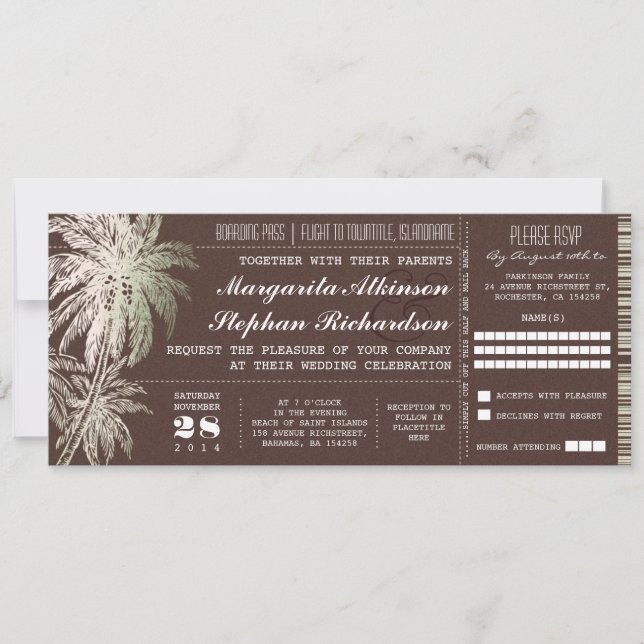 convite para casamento de destino de passagem cast (Frente)
