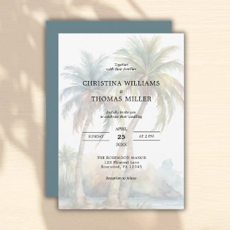 Convite para Casamento de Destino de Praia de Palm