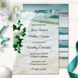 Convite para Casamento de Destino de Praia Orquíde