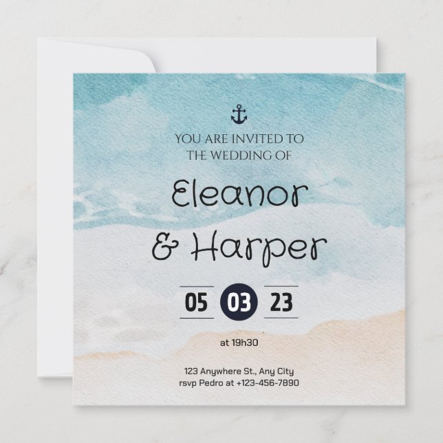 Convite para Casamento de Destino Tropical (Frente)