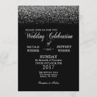 Convite para Casamento de Diamantes Preto e Branco