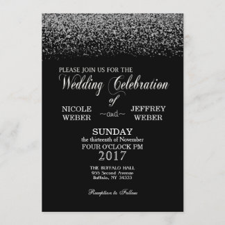 Convite para Casamento de Diamantes Preto e Branco