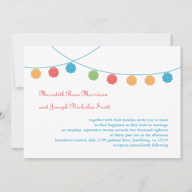 Convite Para Casamento De Doily Garland (Frente)