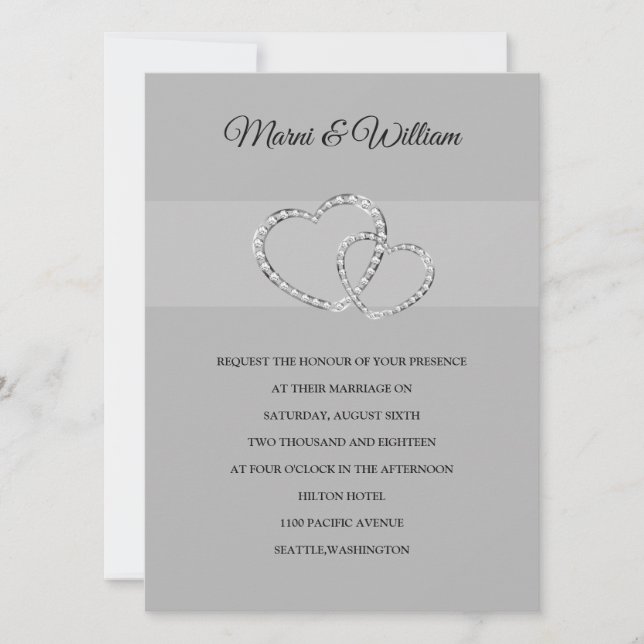 Convite para Casamento de Dois Corações (Frente)